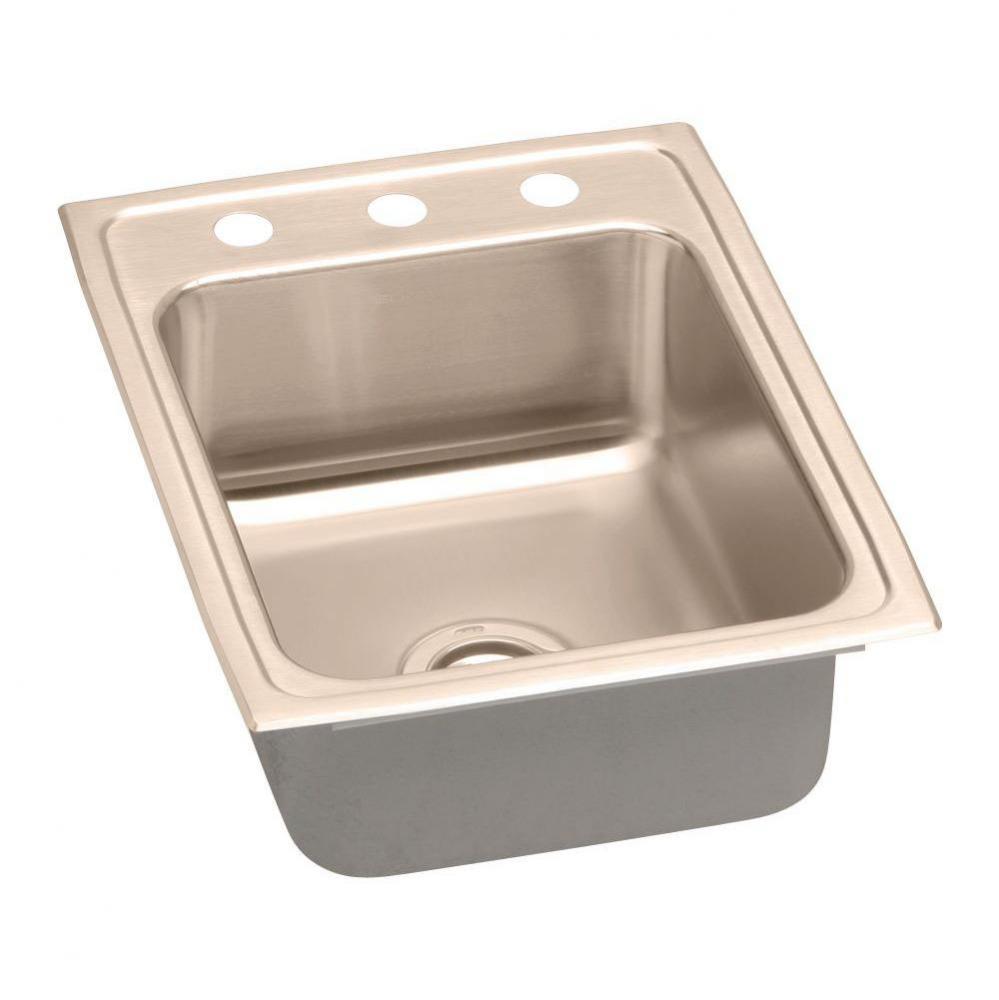 CuVerro Antimicrobial Copper 17'' x 22'' x 7-5/8'', Single Bowl Drop