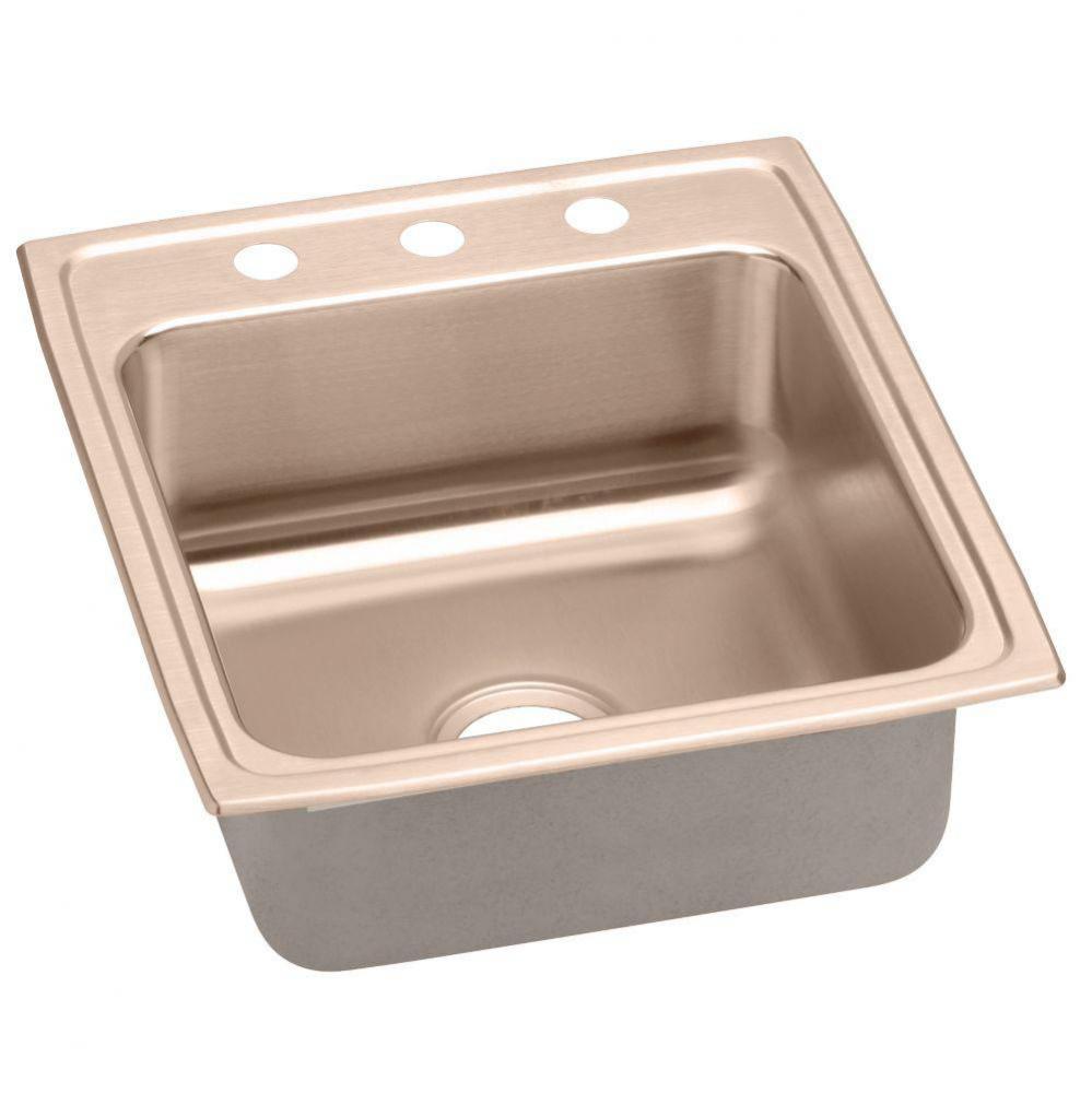 CuVerro Antimicrobial Copper 19-1/2'' x 22'' x 7-5/8'', Single Bowl