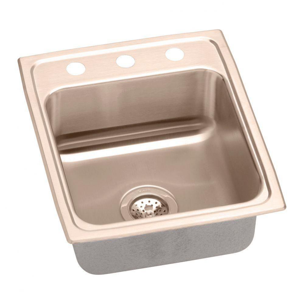 CuVerro Antimicrobial Copper 15'' x 22'' x 5'', Single Bowl Drop-in