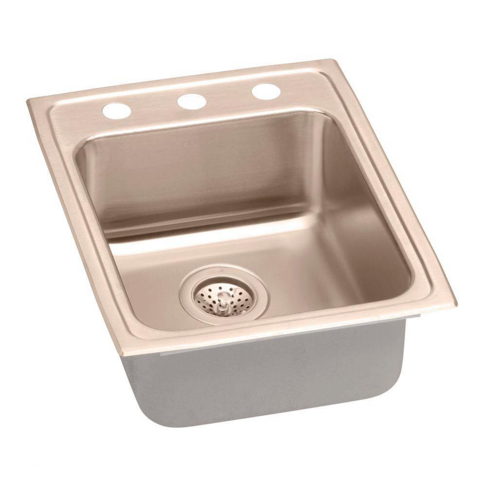 CuVerro Antimicrobial Copper 17'' x 22'' x 4'', MR2-Hole Single Bowl