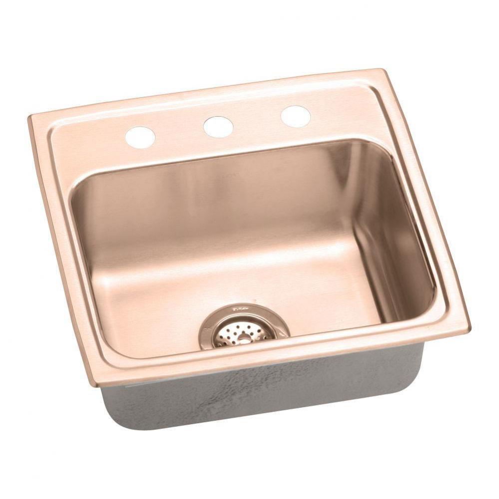 CuVerro Antimicrobial Copper 19-1/2'' x 19'' x 6'', Single Bowl Drop