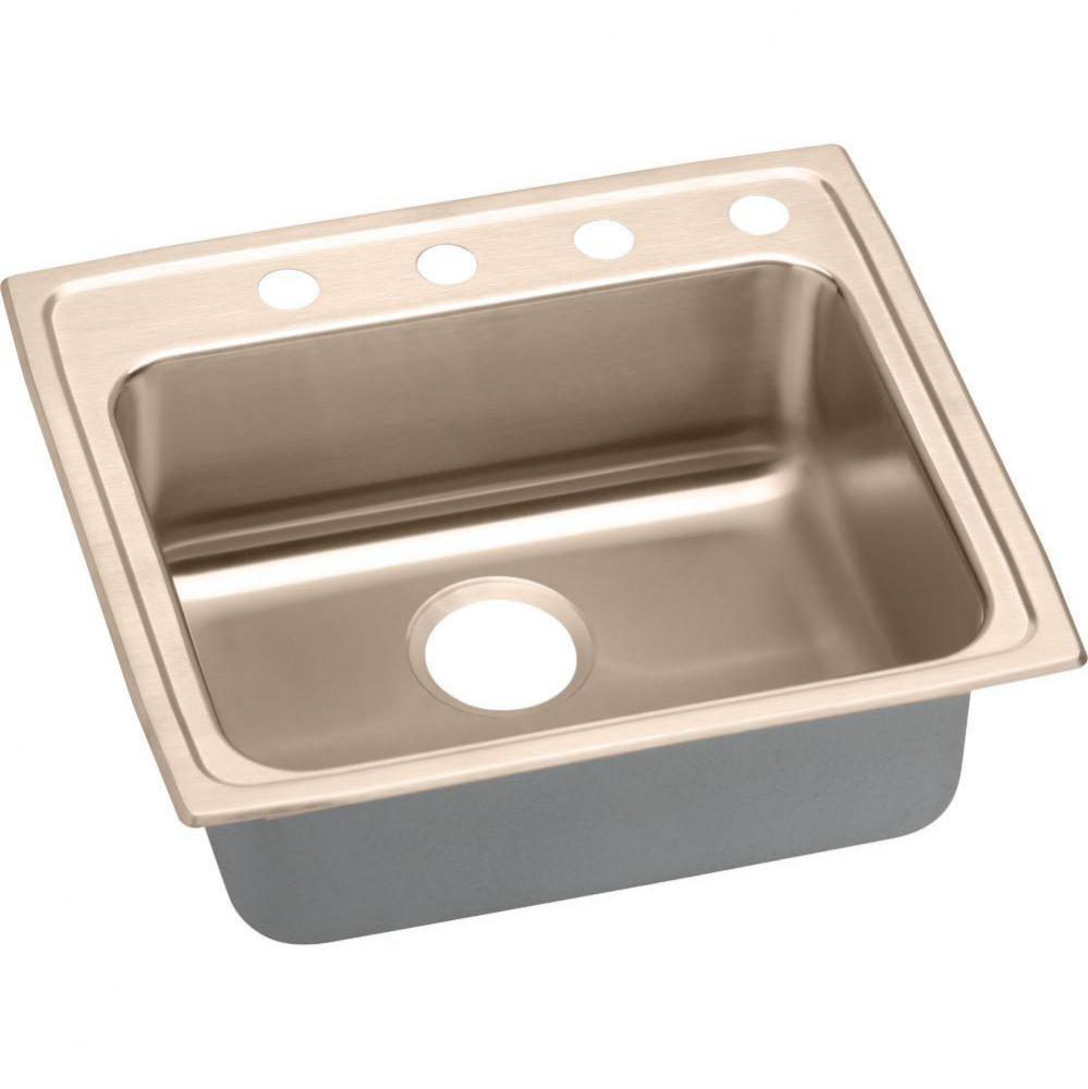 Antimicrobial Copper 25 x 21.2 x 5 Single Bowl Drop-in ADA Sink