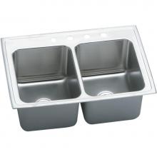 Elkay DLRQ3322122 - 18 Gauge Stainless Steel 33'' x 22'' x 12.125'' Double Bowl Top Moun