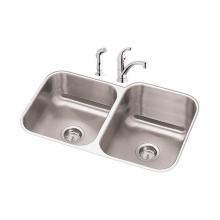 Elkay DXUH312010LDF - Dayton Stainless Steel 31-3/4'' x 20-1/2'' x 10'', 40/60 Double Bowl