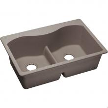 Elkay ELGLB3322GR0 - Quartz Classic 33'' x 22'' x 9-1/2'', Equal Double Bowl Drop-in Sink