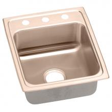 Elkay LR15223-CU - CuVerro Antimicrobial Copper 15'' x 22'' x 7-5/8'', 3-Hole Single Bo