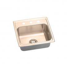 Elkay LR1918OS4-CU - CuVerro Antimicrobial Copper 19'' x 18'' x 7-5/8'', Single Bowl Drop