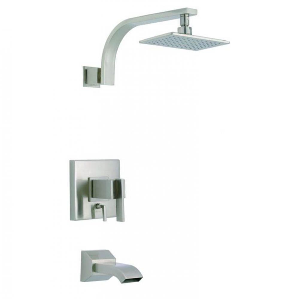 Sirius 1H Tub & Shower Trim Kit & Treysta Cartridge w/ Diverter on Valve 2.0gpm Brushed Ni