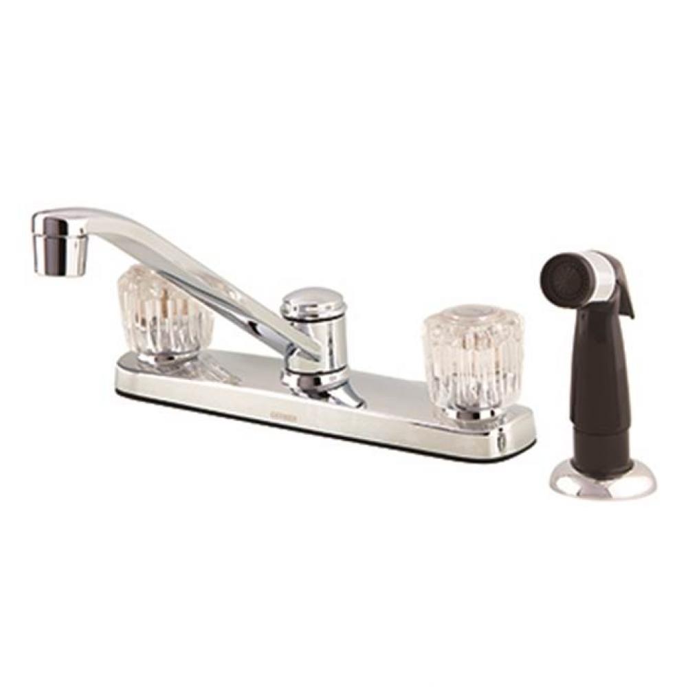 Maxwell SE 2H Kitchen Faucet w/ Acrylic Handles Spray & 8'' D-Tube Spout 1.75gpm Chr