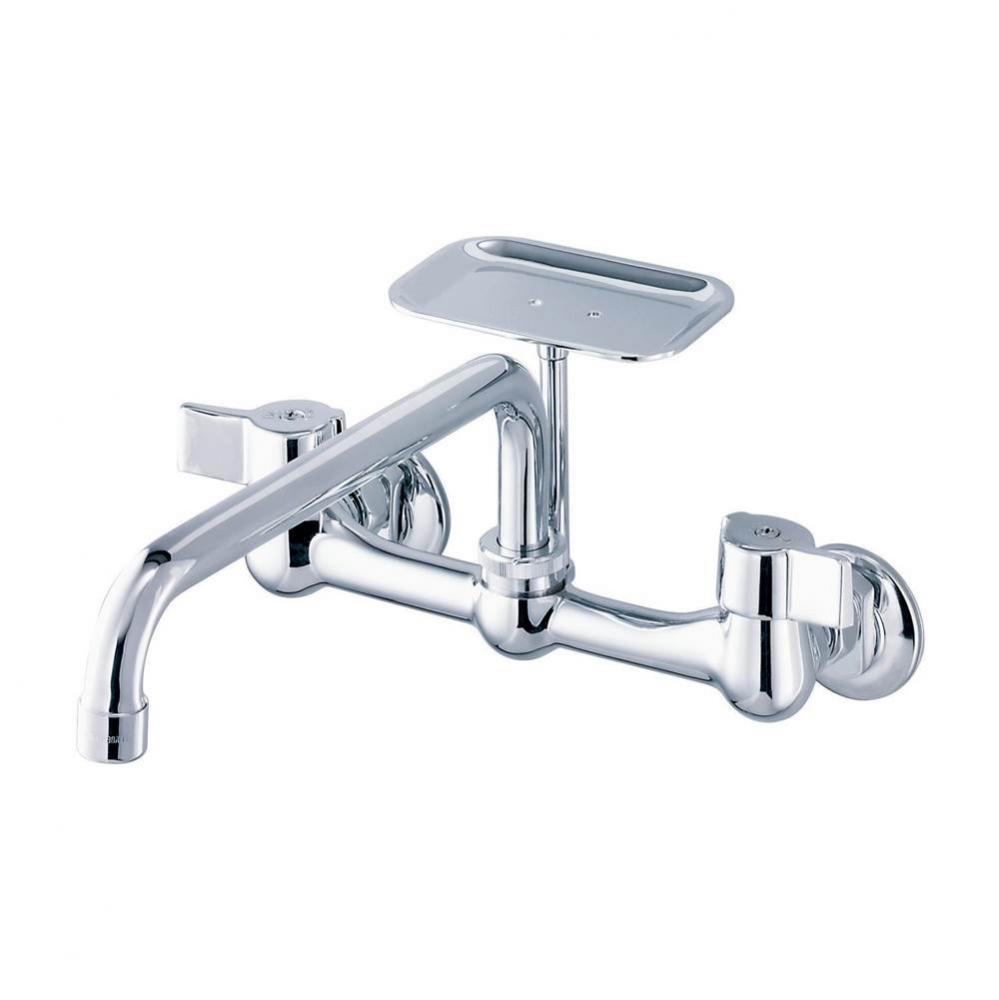 Gerber Classics 2H Wall Mount Kitchen Faucet w/ 8'' Spout & Soap Dish 1.75gpm Chrome