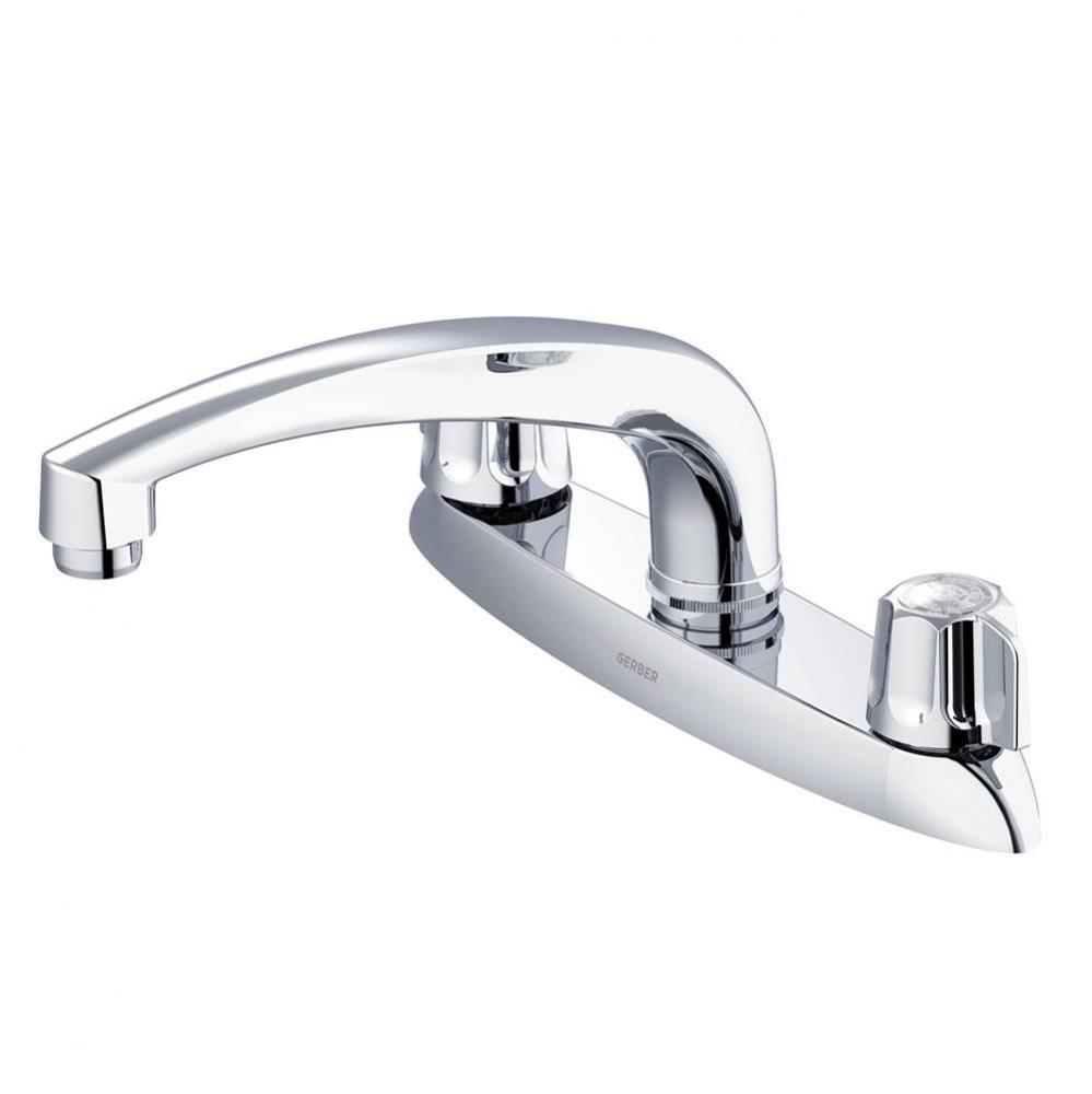 Gerber Classics 2H Kitchen Faucet Deck Plate Mounted w/out Spray & w/ Metal Fluted Handles 1.7