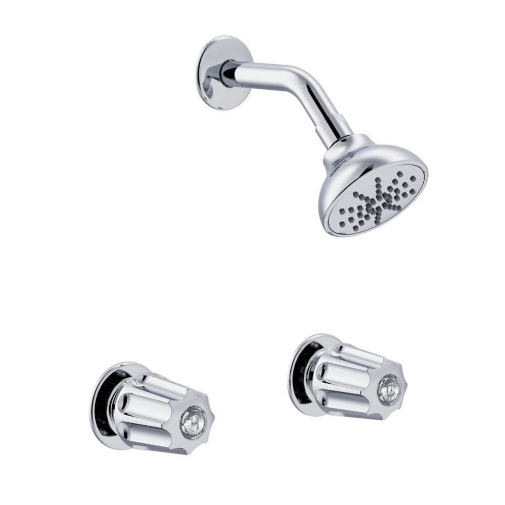 Gerber Classics Two Metal Fluted Handle Threaded Escutcheon Shower Only Fitting with IPS/Sweat Con