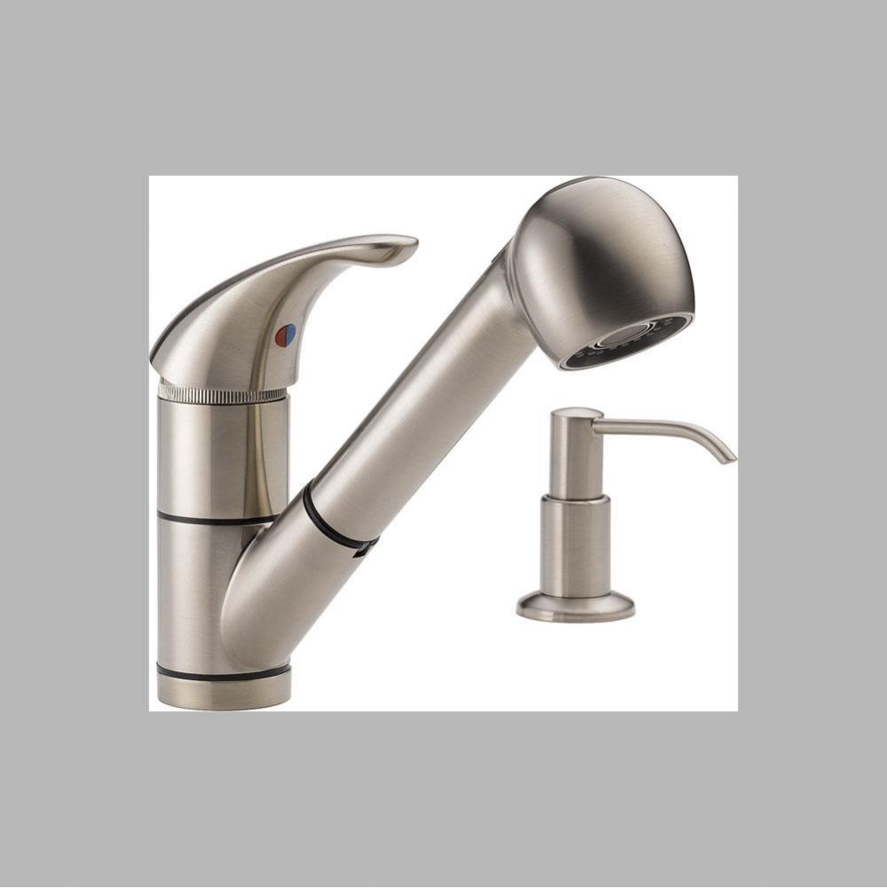 Peerless Choice: Single Handle Kitchen Pull-Out Faucet with Soap Dispenser