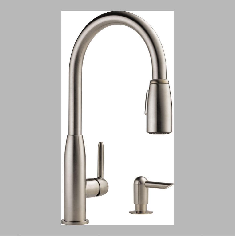 Peerless Apex: Single Handle Kitchen Pull-Down with Soap Dispenser