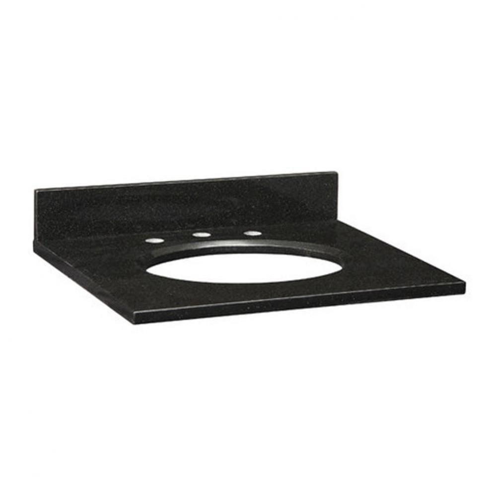 Stone Top - 25'' For Oval Undermount Sink - Black Granite