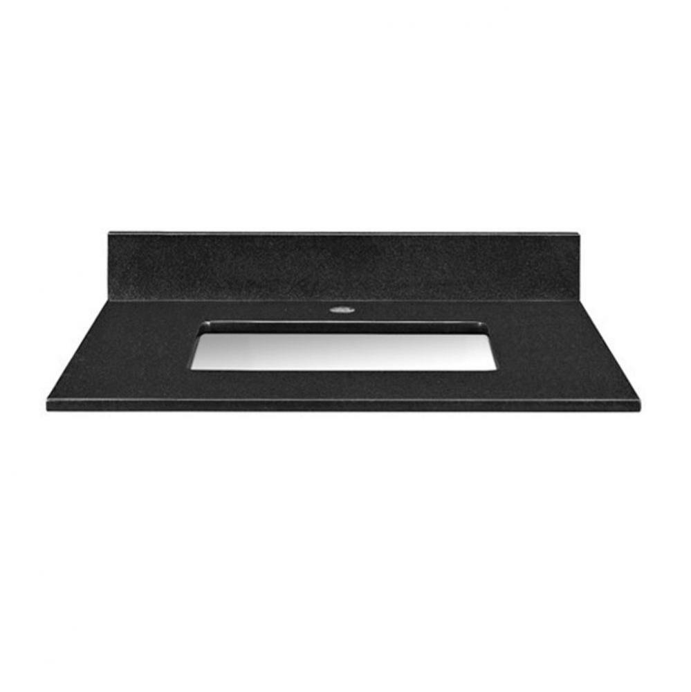 Stone Top - 25'' For Rectangular Undermount Sink - Black Granite With Single Faucet Hole