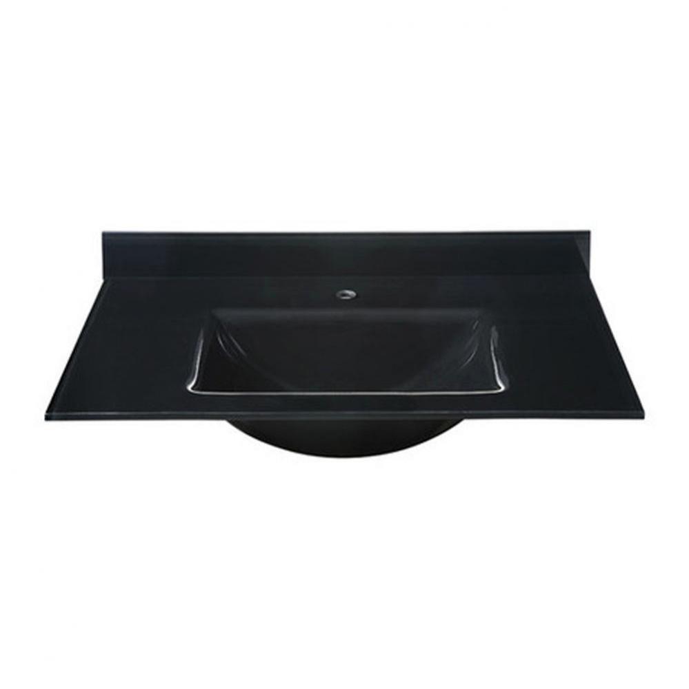 Glass Top - 25'' With Rectangular Bowl - Black