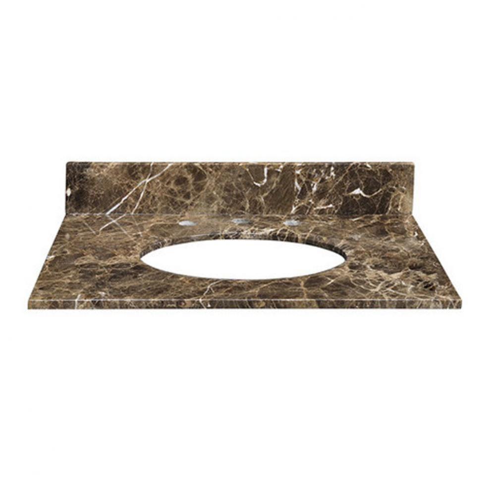 Stone Top - 25'' For Oval Undermount Sink - Dark Emperador Marble