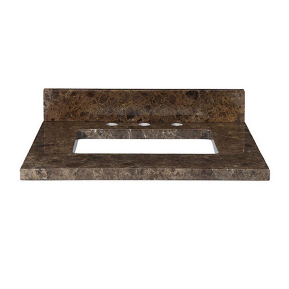 Stone Top - 25'' For Rectangular Undermount Sink - Dark Emperador Marble