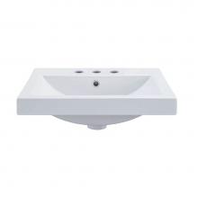 Ryvyr CSR215RC-3 - Semi-Recessed Ceramic Rectangular Vessel Sink With 8'' Widespread Drillings