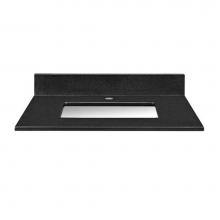 Ryvyr GRUT25RBK-1 - Stone Top - 25'' For Rectangular Undermount Sink - Black Granite With Single Faucet Hole