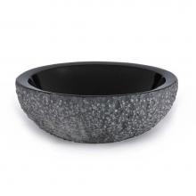 Ryvyr GRVE172CBKR - Round Stone Vessel - Black Granite (rough exterior)