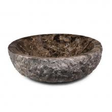 Ryvyr MAVE172CDER - Round Stone Vessel - Dark Emperador Marble (Rough Exterior)