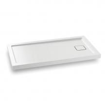 Kalia BW1079-240 - KOVER™ 60x32 Rectangular Acrylic Shower Base 60x32 with Drain at the End (Aluminium Tiling Flang