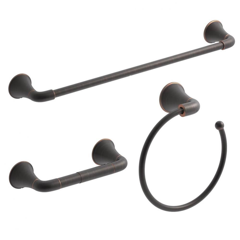 Elm 3-Piece Wall-Mounted Bathroom Hardware Set in Seasoned Bronze