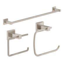 Symmons 36AC3BUNDLESTN - Duro 3-Piece Wall-Mounted Bathroom Hardware Set in Satin Nickel