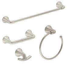 Symmons 55AC4BUNDLESTN - Elm 4-Piece Wall-Mounted Bathroom Hardware Set in Satin Nickel