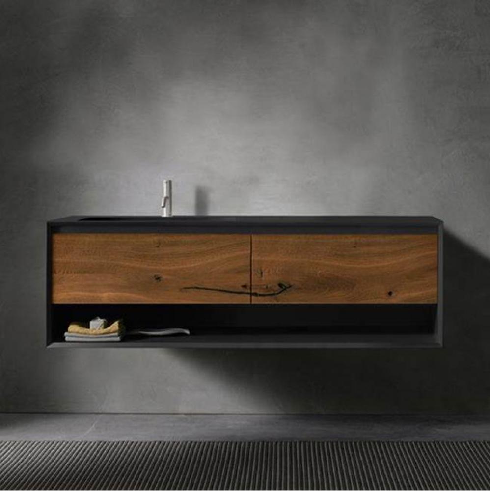 45-Degree Fenix 1400 UP V2, wall vanity w Left bowl; 55''W x 20 1/2''H x 20 7/