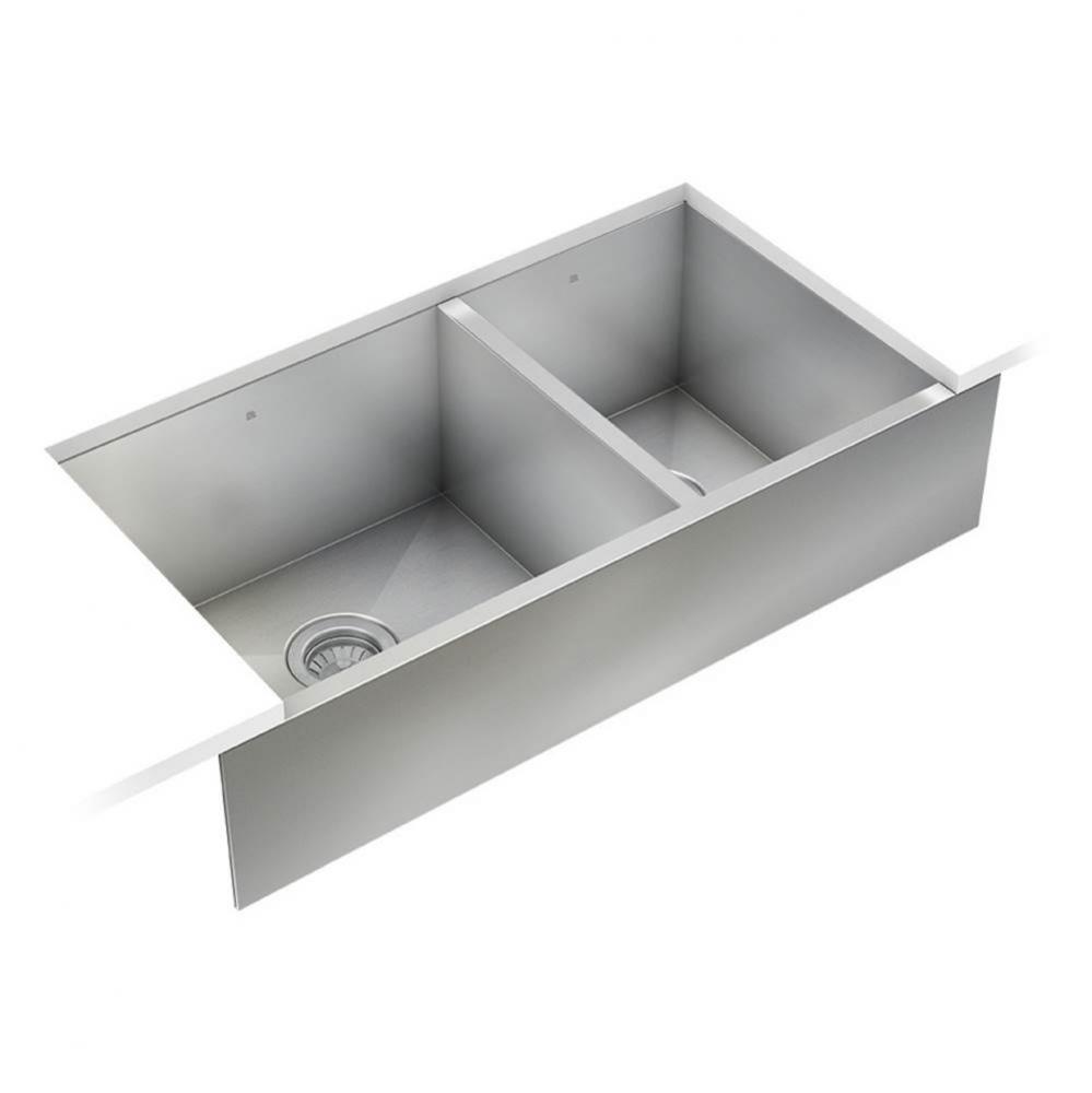 ProInox H0 apron sink undermount, double L18X16X8 R12X16X8