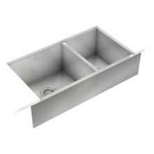 Pro Chef IH0-UAR-34188 - ProInox H0 apron sink undermount, double L18X16X8 R12X16X8