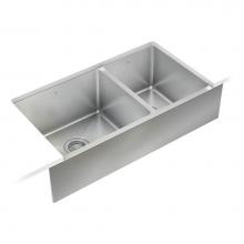 Pro Chef IH75-UAR-34188 - ProInox H75 apron sink undermount, double L18X16X8 R12X16X8