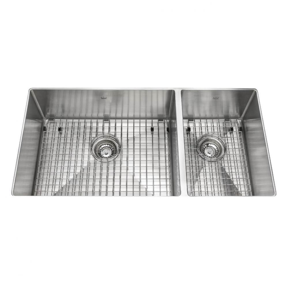Kindred Collection 35-in LR x 18-in FB Undermount Double Bowl Stainless Steel Kitchen Sink
