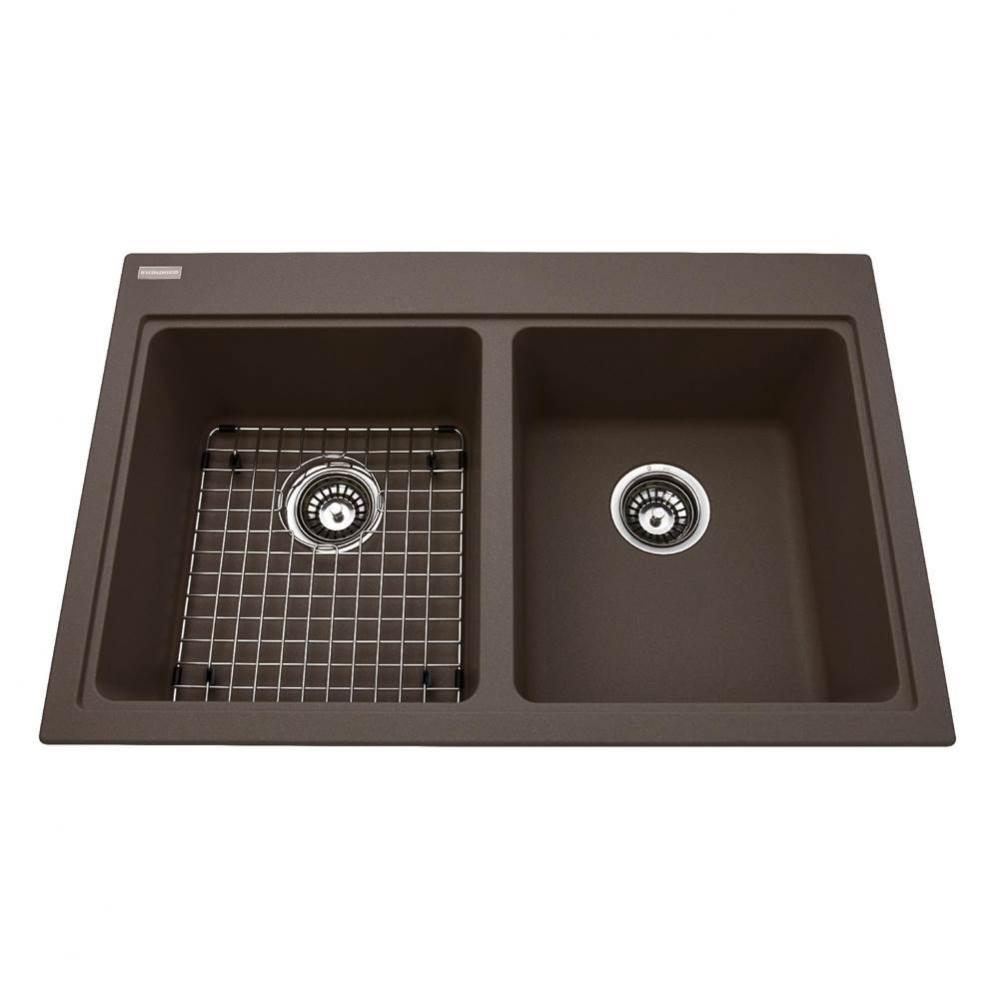 Granite Series 31.5-in LR x 20.5-in FB Drop In Double Bowl Granite Kitchen Sink in Storm