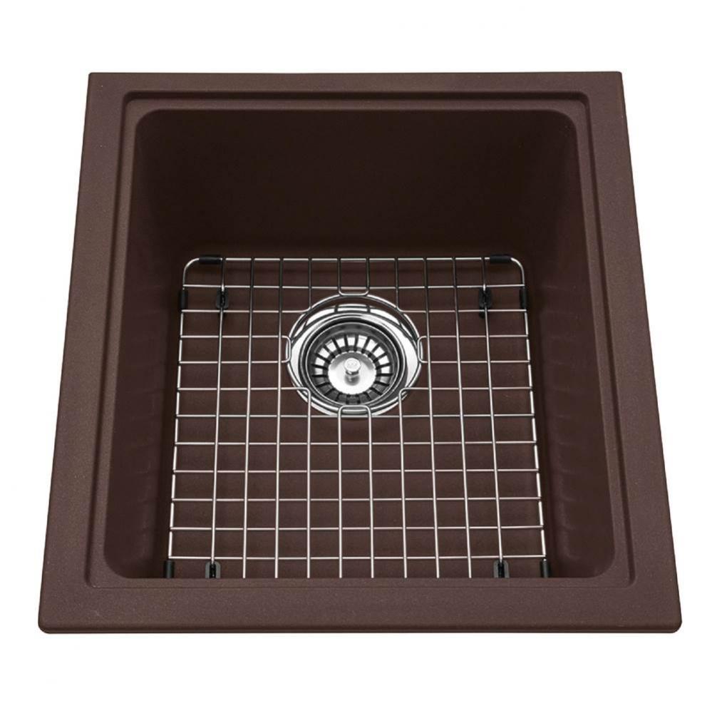 Granite Series 16.75-in LR x 18.13-in FB Undermount Single Bowl Granite Kitchen Sink in Mocha