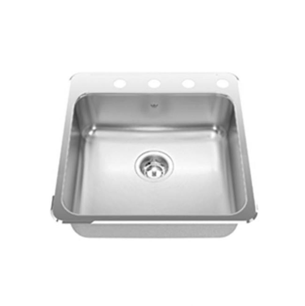 Single Bowl Ledgeback 20 gauge, 4 faucet holes