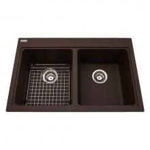 Kindred Canada KGDL2031/8ES - Granite Series 31.5-in LR x 20.5-in FB Drop In Double Bowl Granite Kitchen Sink in Mocha