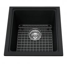 Kindred Canada KGS3U/8ON - Granite Series 16.75-in LR x 18.13-in FB Undermount Single Bowl Granite Kitchen Sink in Onyx