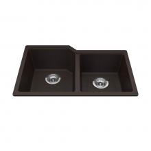 Kindred Canada MGC2031U-9ES - Granite Series 30.69-in LR x 19.69-in FB Undermount Double Bowl Granite Kitchen Sink in Mocha