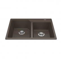 Kindred Canada MGCM2031-9SM - Granite Series 30.69-in LR x 19.69-in FB Drop In Double Bowl Granite Kitchen Sink in Storm