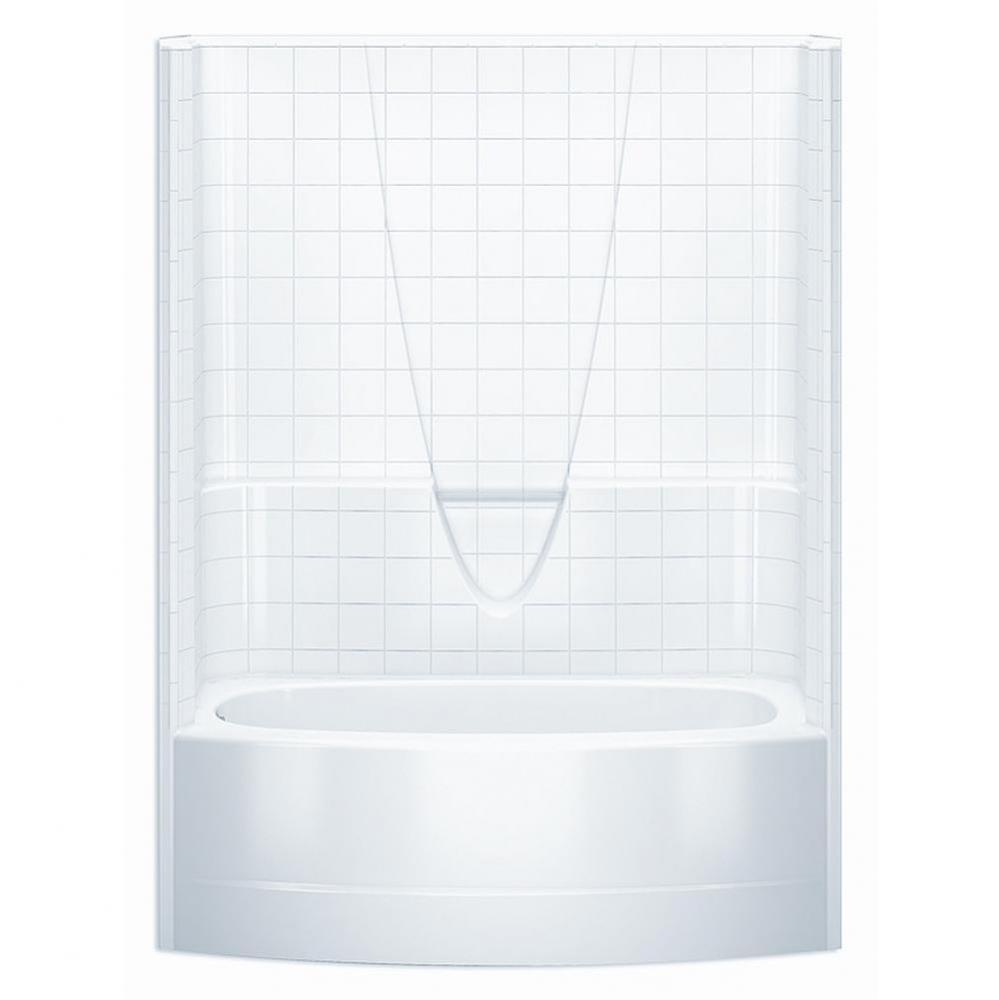 Gelcoat Smth Tile Bowed Tub-Shwr; Above Floor Rough