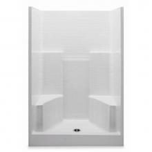Aquatic 1483CTGNM-WH - Gelcoat Textured Tile Shwr; 2 Seats; Above Floor Rough