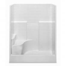 Aquatic 1603COSL-WH - Gelcoat Textured Tile Shwr; Lt Seat