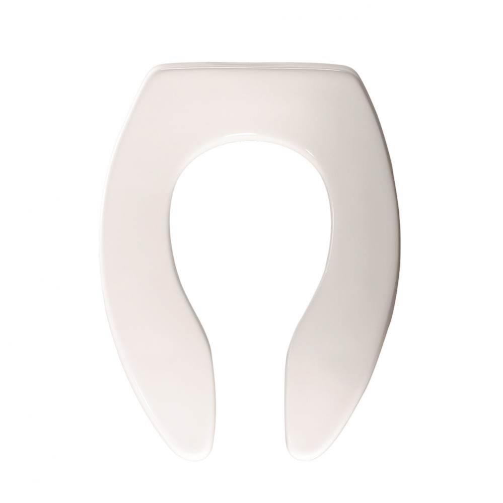 Elongated Open Front Less Cover Commercial Plastic Toilet Seat in White with STA-TITE Commercial F