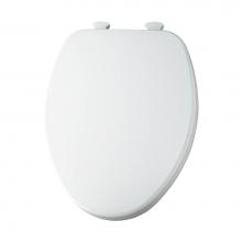 Church 585EC 390 - Elongated Enameled Wood Toilet Seat in Cotton White with Easy-Clean & Change Hinge