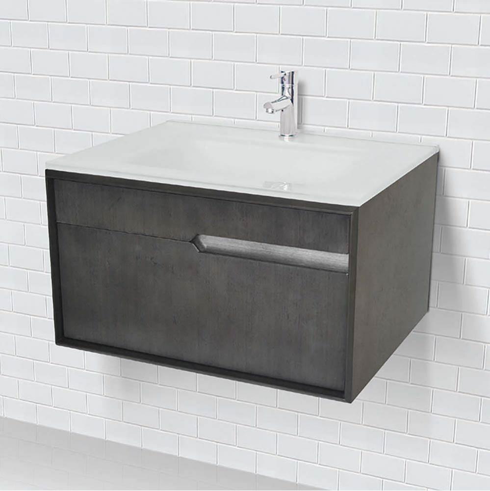 Wallmount Vanity With Glass Countertop