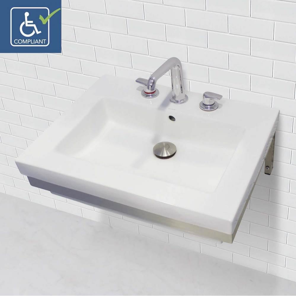 Wall-Mount Rectangular Lavatory With Stainless Steel Mountng Bracket